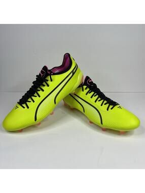PUMA KING Ultimate FG/AG Men US Sz 9.5 Soccer Cleats 107563-06 Lime Blk Pink NEW